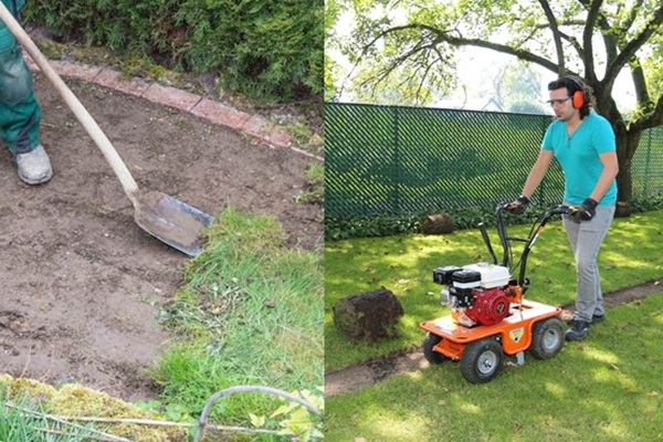 Gazon verwijderen met graszodensnijder of handmatig